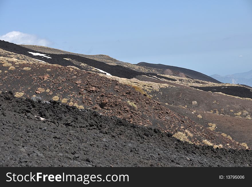 Black and brown lava on mount etna. Black and brown lava on mount etna