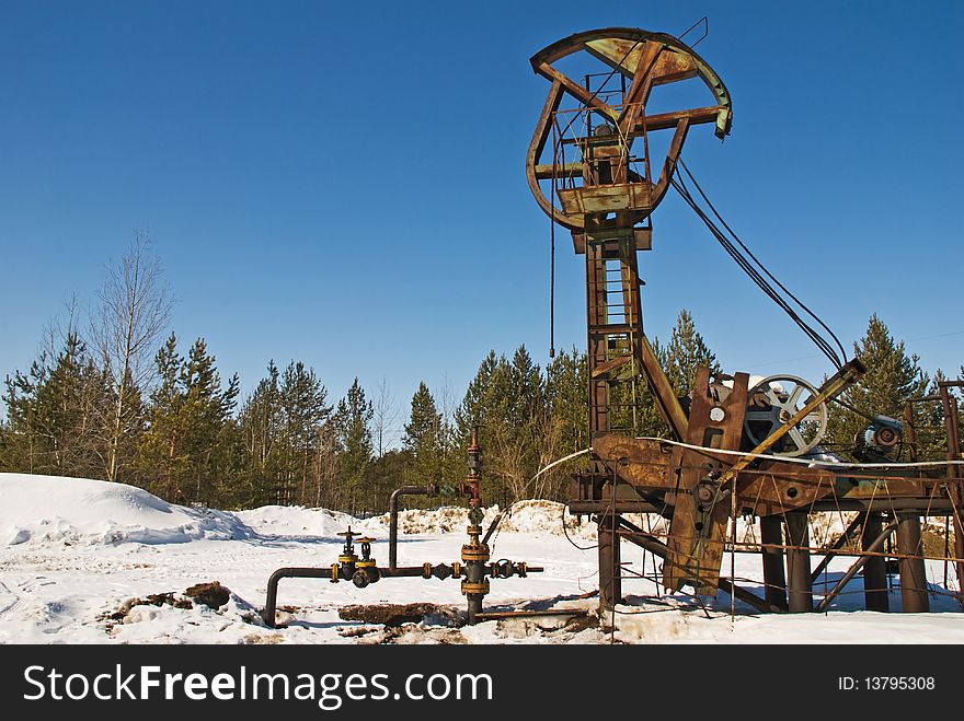The old and rusty oil pump