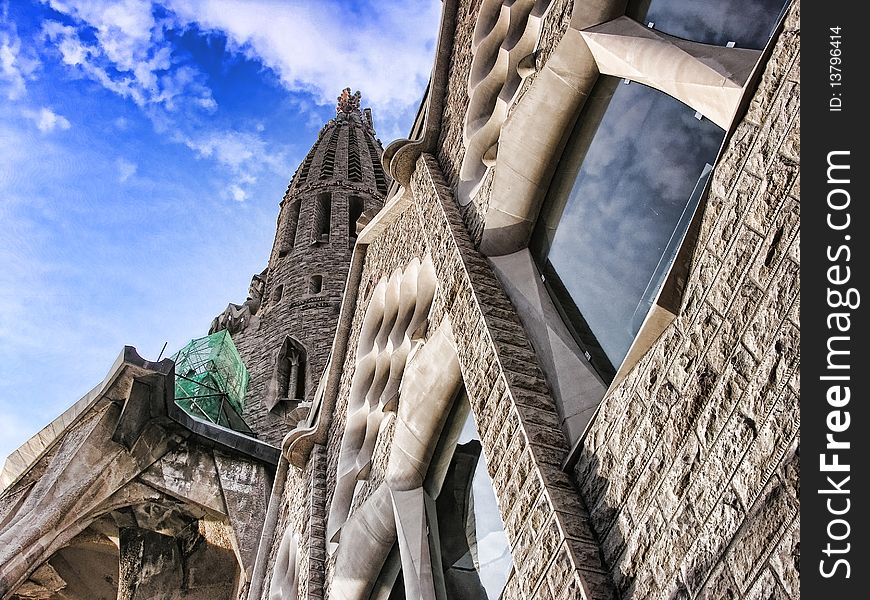 Sagrada Familia from the Ground, Barcelona, Spain