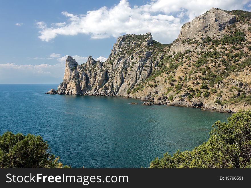 Crimea mountains and Black sea landscape, good sunny day. Crimea mountains and Black sea landscape, good sunny day