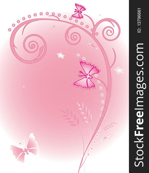 Pink floral background. Vector illustration. Pink floral background. Vector illustration