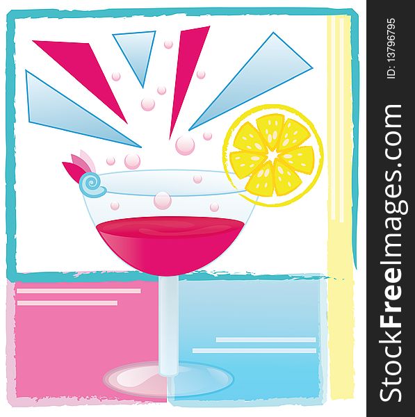 Retro style cocktail design with abstract shapes and colors. Retro style cocktail design with abstract shapes and colors