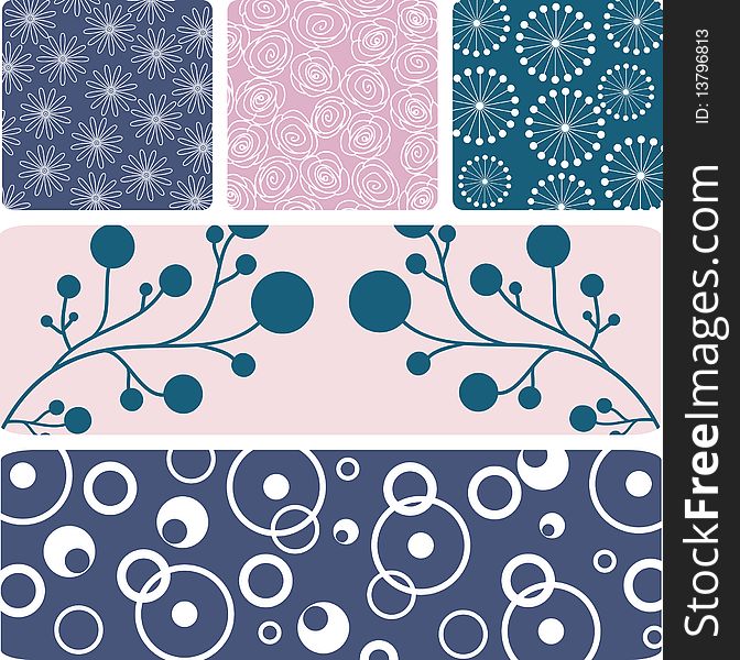 Set of Floral backgrounds design,  illustration. Set of Floral backgrounds design,  illustration