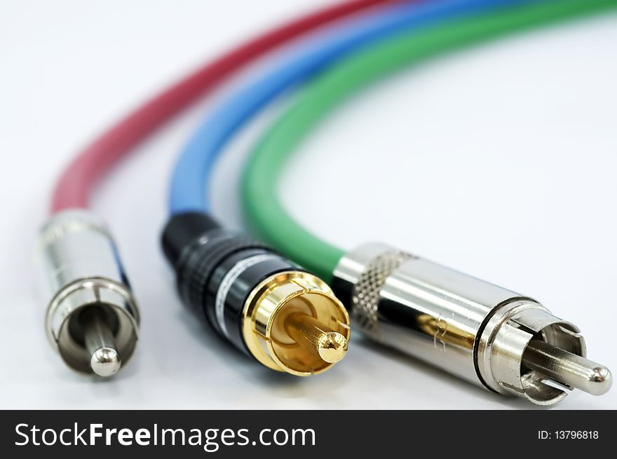 Component Video Cables on White Background