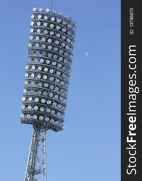 Lamp stadium on a clear blue sky