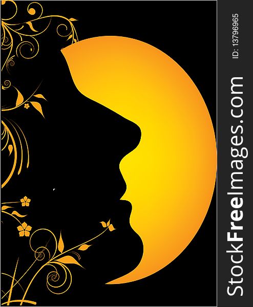 Woman face front of sun
