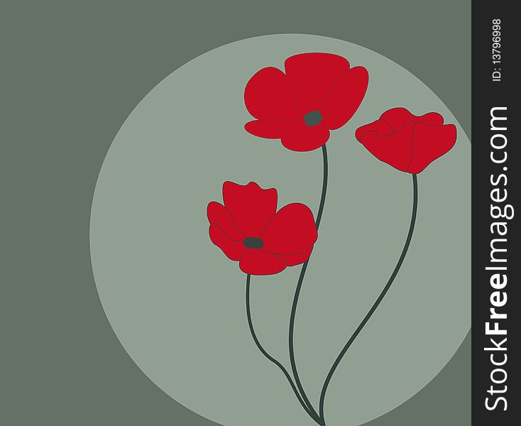 Floral retro background with poppies. Floral retro background with poppies