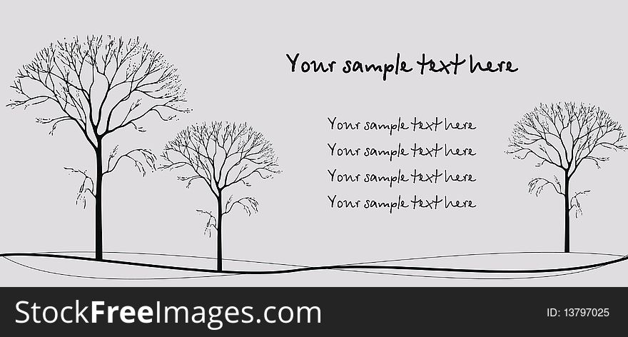 Card with trees and space rot your text. Card with trees and space rot your text