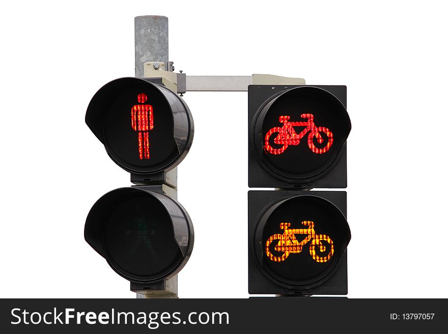 Traffic lights on the white background