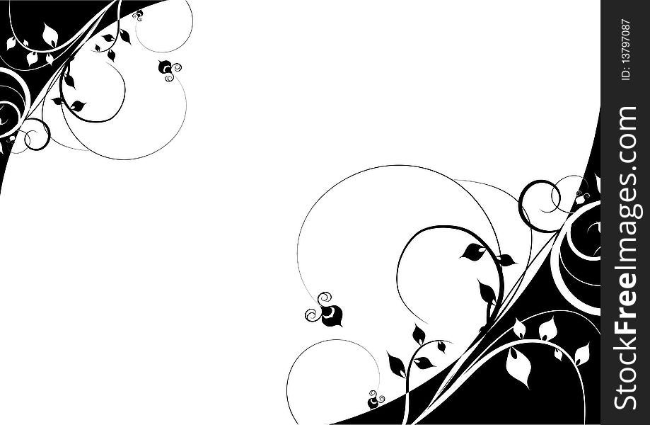 Black and white decorative flowers design