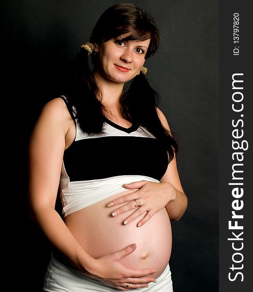A shot of a beautiful pregnant woman