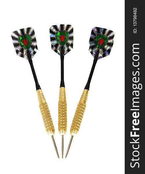 Darts metal arrows isolated on white. Darts metal arrows isolated on white