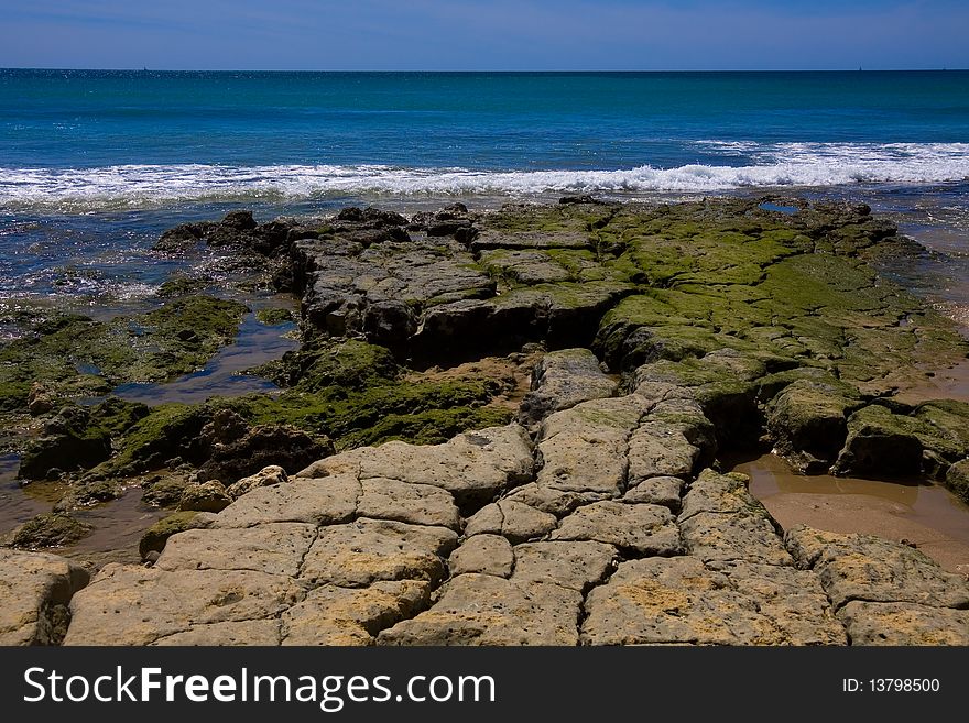 Scene Of Sky, Sea, Waves And Sandy Beach.