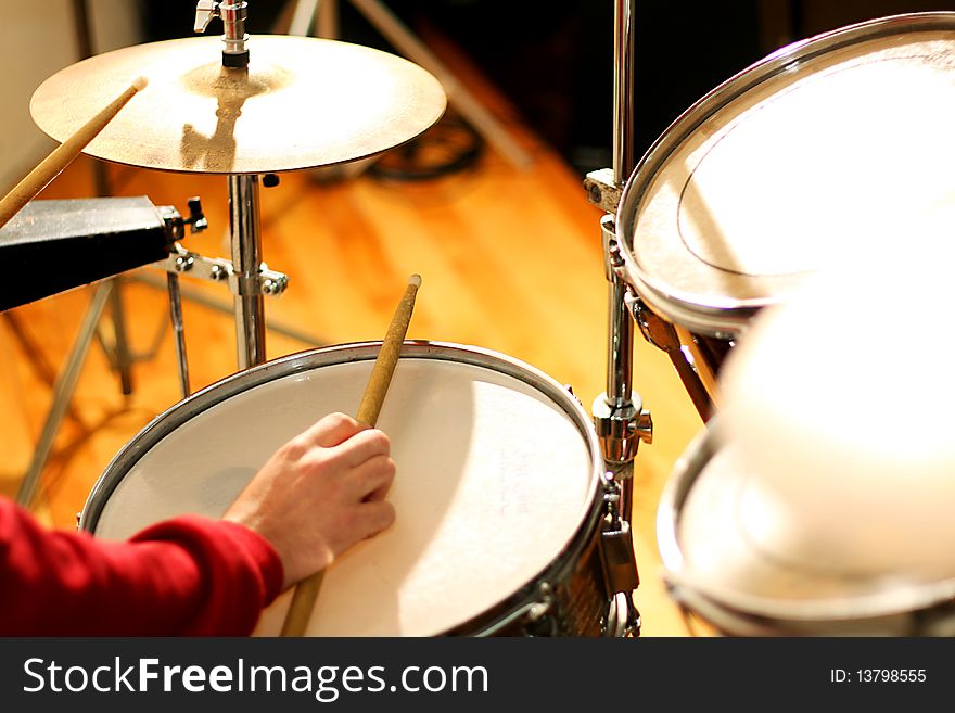 A clouse of a drummers hands, at a class lession. A clouse of a drummers hands, at a class lession.