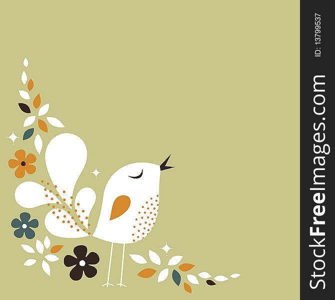 Vector illustration of sweet bird card design