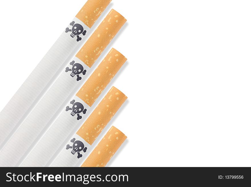 Some cigarettes with the skull and crossbones sign instead of the brand name. Some cigarettes with the skull and crossbones sign instead of the brand name.
