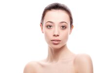 Closeup Portrait Of Young Woman With Clean Fresh Skin Royalty Free Stock Photos