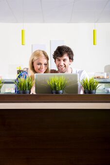 Young Couple In A Coffee Shop Stock Images