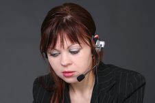 Girl With Headset Stock Image Girl With Headset Stock Image