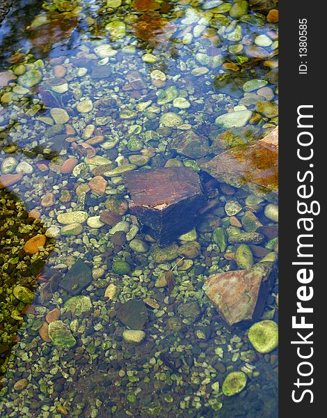 The image of transparent water with stones water