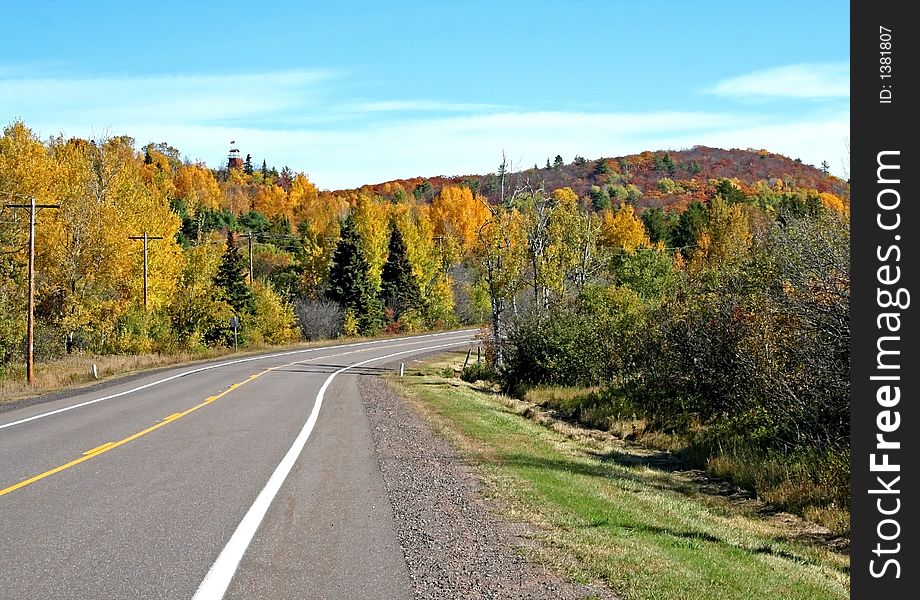 Road through colourful autumn trees. Road through colourful autumn trees