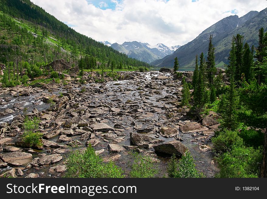 Rough river and rocks. Altay. Russia.