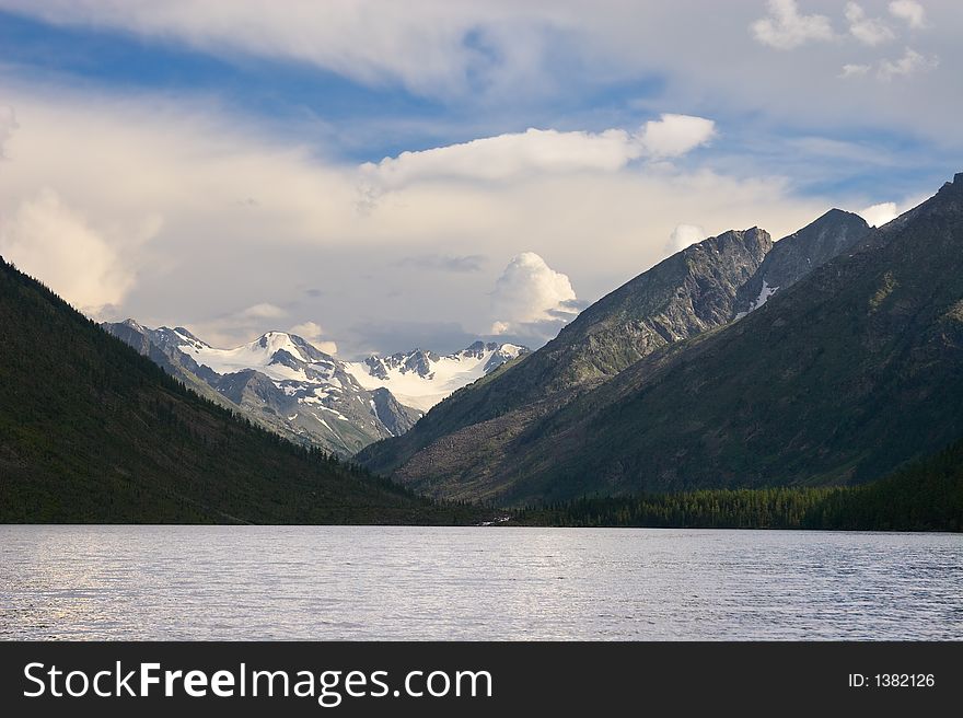 Mountains and lake.