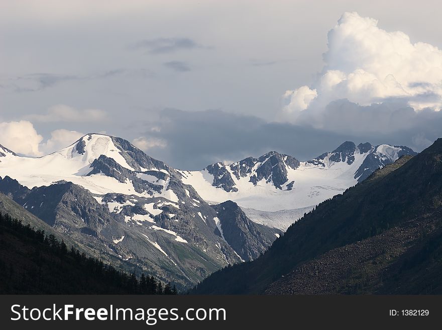 Mountains and glacier. Altay. Russia.