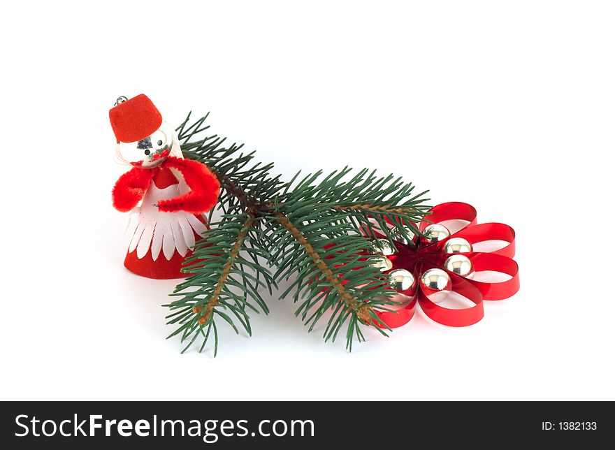 Isolated christmas decorations on white background (Angel, ornament)