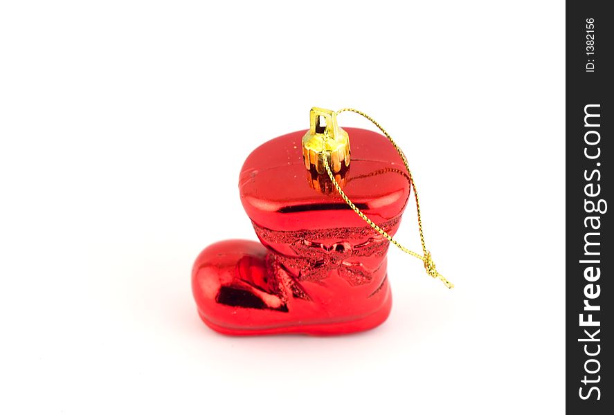 Isolated christmas decoration on white background (Red boot)