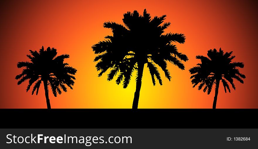 Silhouette of trees at sunset. Silhouette of trees at sunset