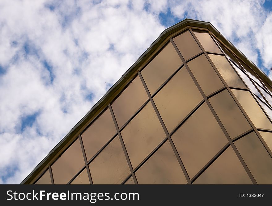 Part of a building from translucent glass. Part of a building from translucent glass