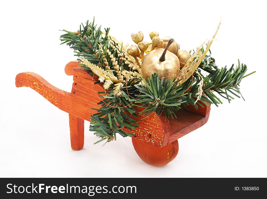 Close-up of christmas ornament with white background