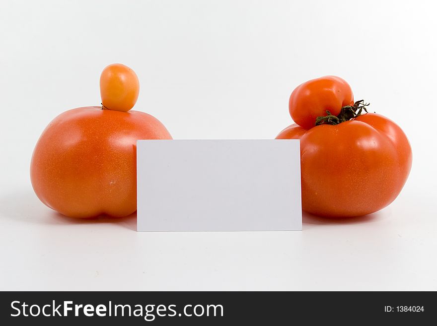 Genetic modify. Unique tomato on white background.