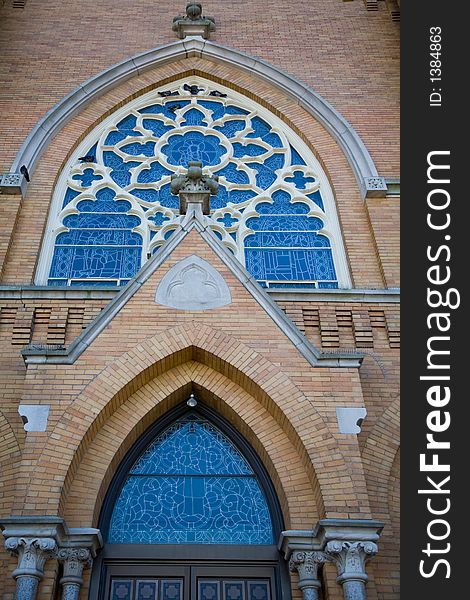 Arch Door and Window of a Small Town Church