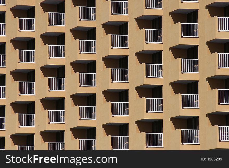 Balconies of a large apartment building