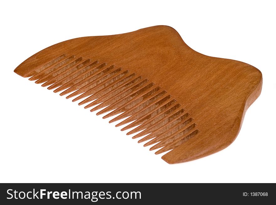 Wood comb on white background