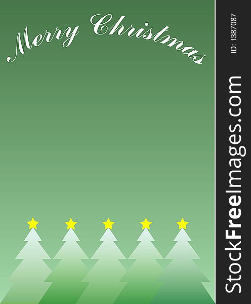 Background with five christmas trees in the bottom. Background with five christmas trees in the bottom