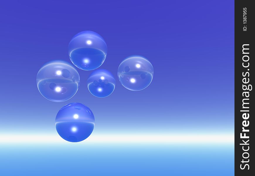 Rising blue bubbles - 3d scene. Rising blue bubbles - 3d scene