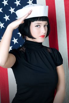 Young Woman In Sailor S Cap Stock Photography Young Woman In Sailor S Cap Stock Photography