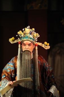 China Opera Man With Long Beard Stock Photo