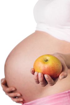 Pregnant Girl With Fruits Royalty Free Stock Photography Pregnant Girl With Fruits Royalty Free Stock Photography