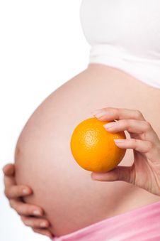 Pregnant Girl With Fruits Stock Photography Pregnant Girl With Fruits Stock Photography