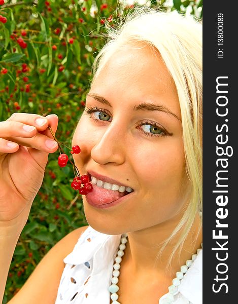 Blonde Girl And Berries