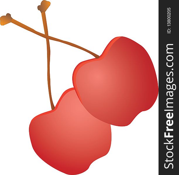 This is a  illustration of two ripe, organic cherries. This is a  illustration of two ripe, organic cherries.