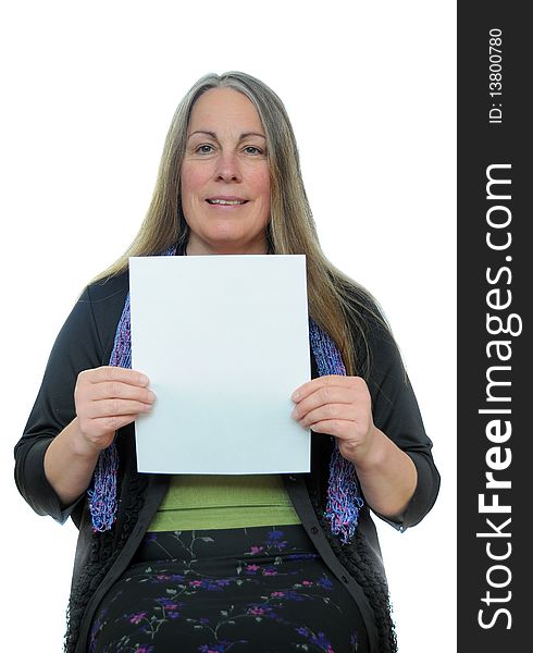 Woman holding copyspace