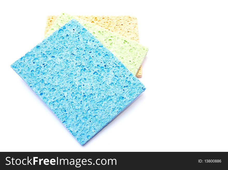 Three cleaning rags isolated on white background. Three cleaning rags isolated on white background