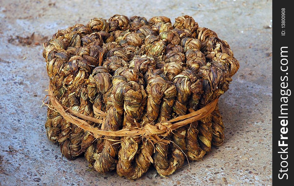 Traditional rolls of tobacco in Benin