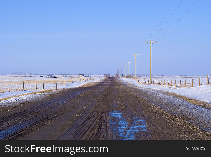 Country Road with electric poles