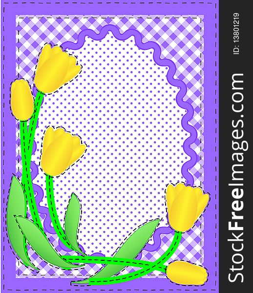 Vector Oval Border With Flowers and Copy Space